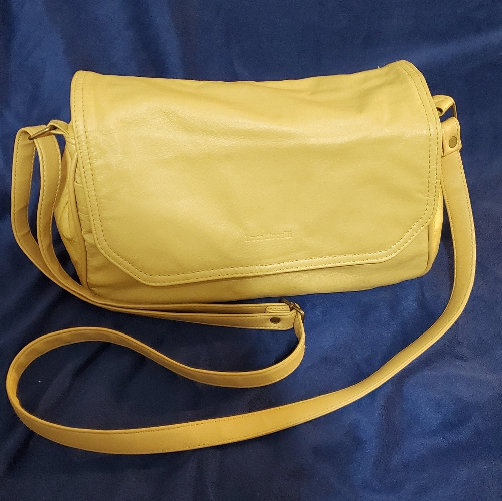 IT Luggage Luca Bocelli Yellow Leather Flapover Shoulder Bag